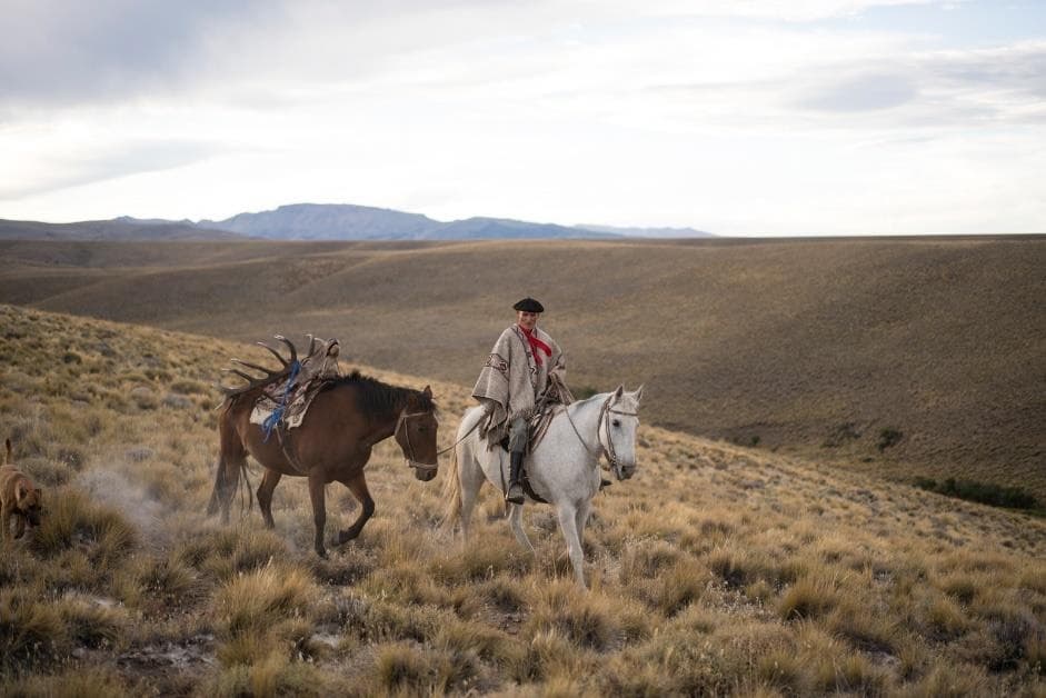 A gaucho riding out across the Patagonian steppe